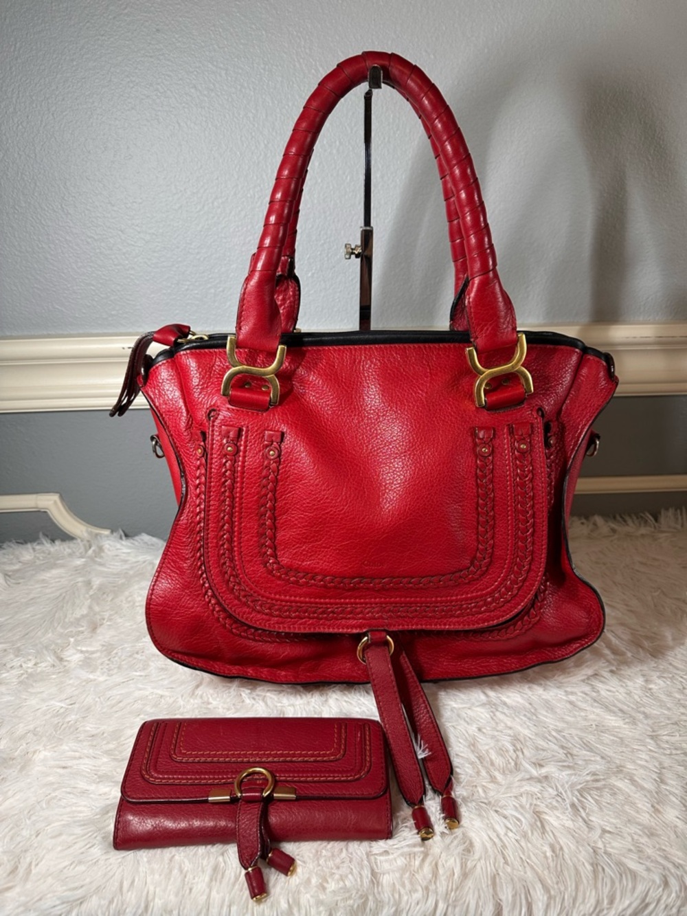 Chloe Red Leather Marcie with Matching Wallet